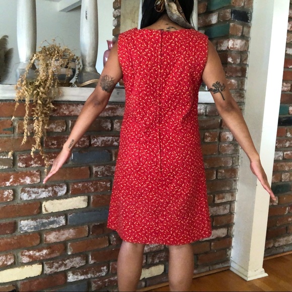 Vintage 1960s Handmade Floral Leaf Quilt Dress - Picture 2 of 7